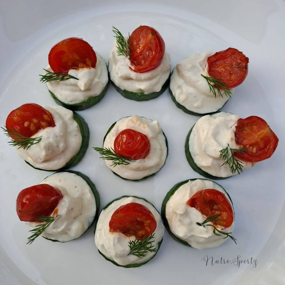An image of Cucumber Canapés on a plate.