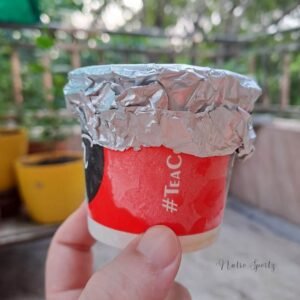 An image showing how to freeze frozen yogurt in a paper cup.